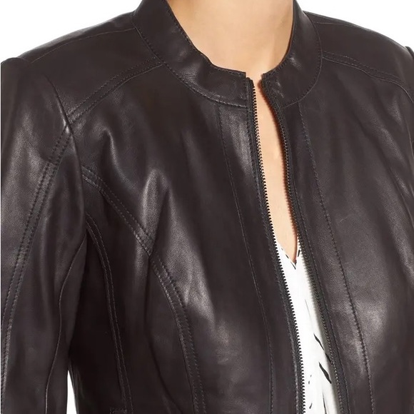 Halogen Genuine Leather Jacket - Black - Excellent Condition - Picture 2 of 8